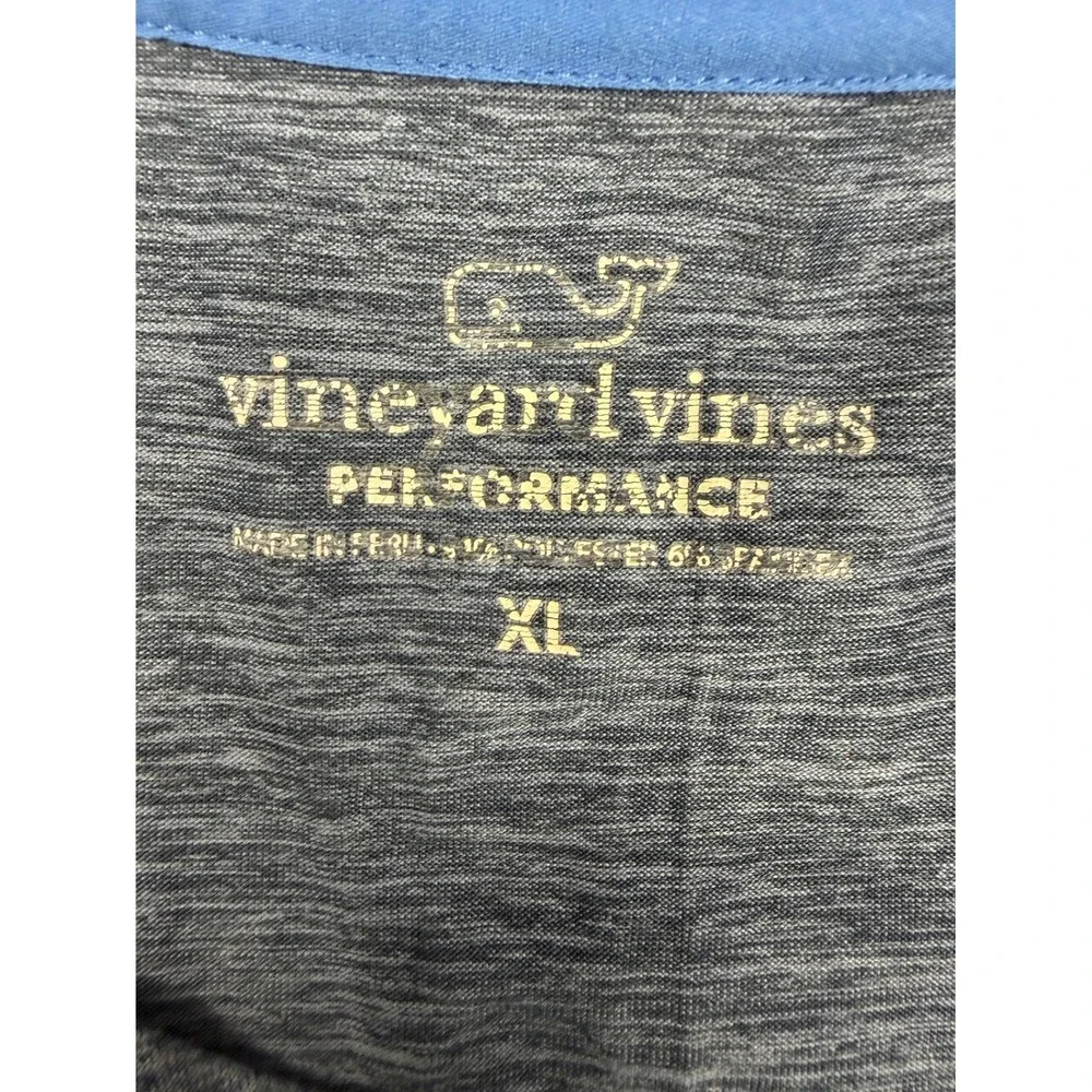 Vineyard Vines Performance Mens XL Long Sleeve Blue Heather Golf Whale Shirt